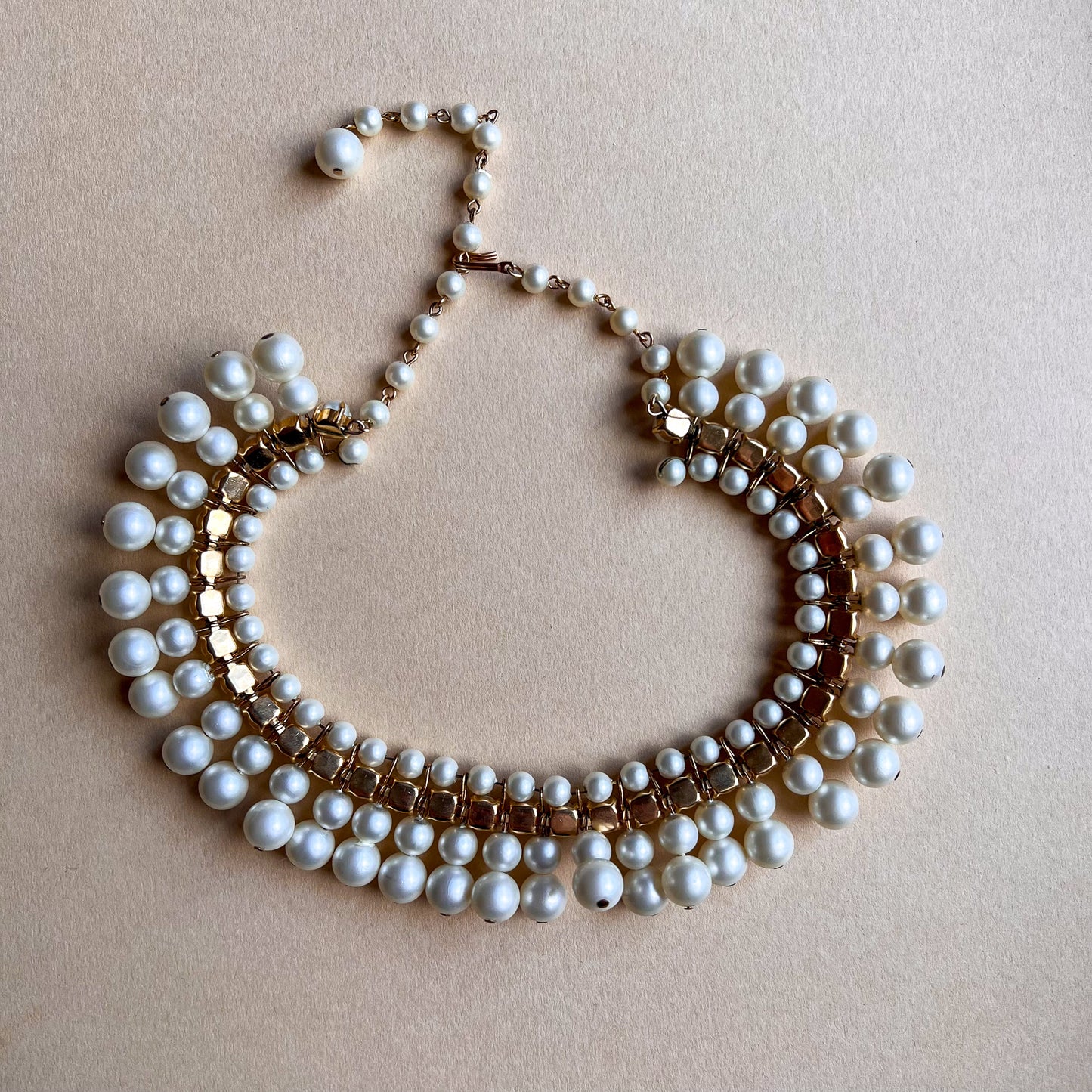 1960s Large Faux Pearls Choker Necklace