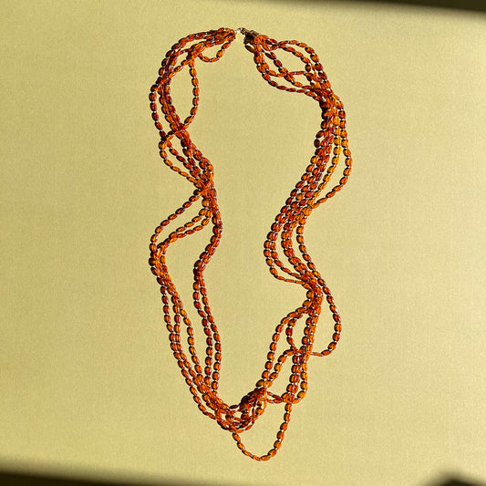 1960s Long Necklace With Bronze Faceted Beads