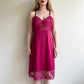 1960s Rich Magenta Slip Dress With Lace (M/L)