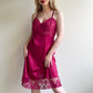 1960s Rich Magenta Slip Dress With Lace (M/L)