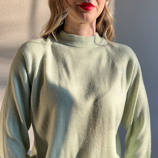 1960s Mint Knit Mock Neck Sweater (M/L)