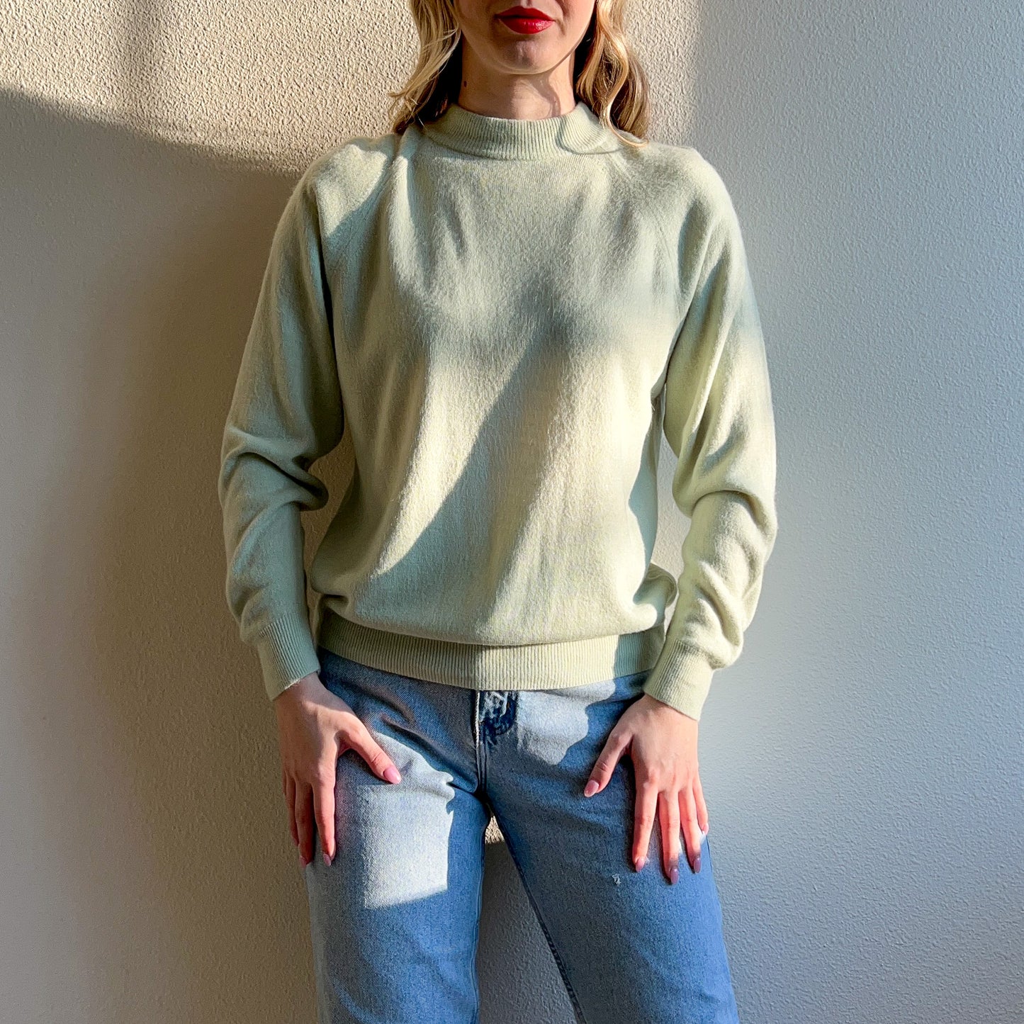 1960s Mint Knit Mock Neck Sweater (M/L)