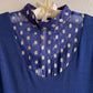 Stunning 1960s Navy Maxi Dress With Silver Pattern (M)
