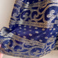 Stunning 1960s Navy Maxi Dress With Silver Pattern (M)