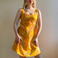 1960s Orange and Yellow Retro Print Baby Doll Dress (S)