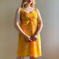 1960s Orange and Yellow Retro Print Baby Doll Dress (S)
