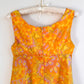 1960s Orange and Yellow Retro Print Baby Doll Dress (S)