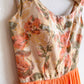 1960s Orange Roses Silk Jacquard Dress With Chiffon Skirt (XS)