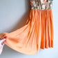 1960s Orange Roses Silk Jacquard Dress With Chiffon Skirt (XS)