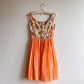 1960s Orange Roses Silk Jacquard Dress With Chiffon Skirt (XS)