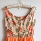 1960s Orange Roses Silk Jacquard Dress With Chiffon Skirt (XS)