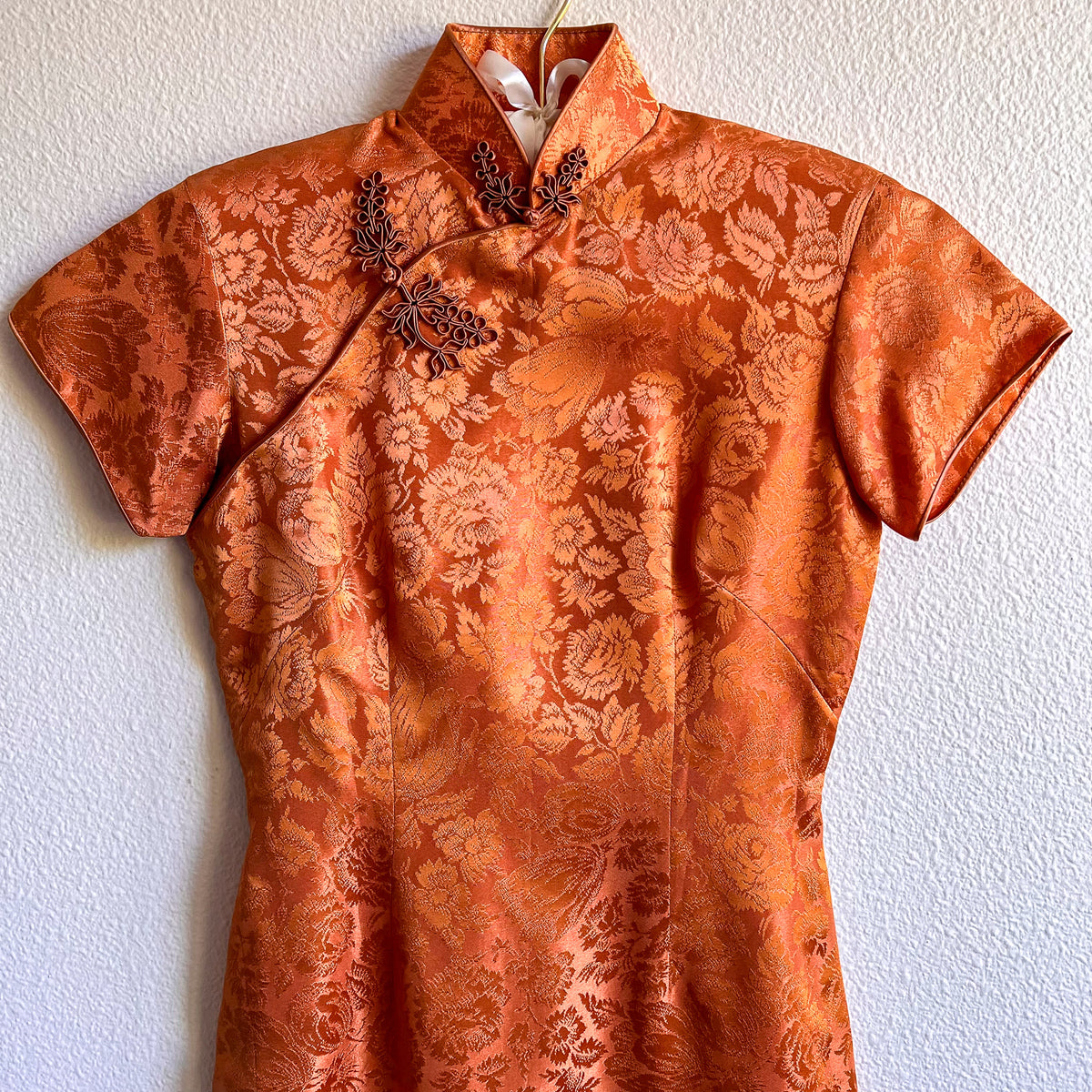 1960s Muted Orange Silk Cheongsam Dress (XS/S)