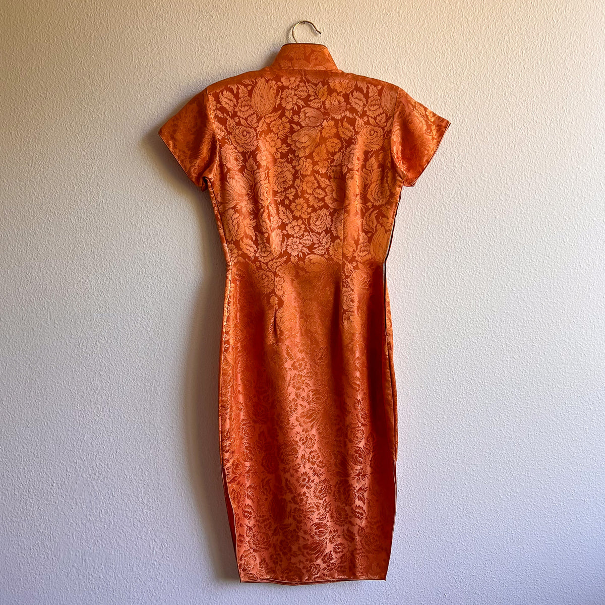1960s Muted Orange Silk Cheongsam Dress (XS/S)
