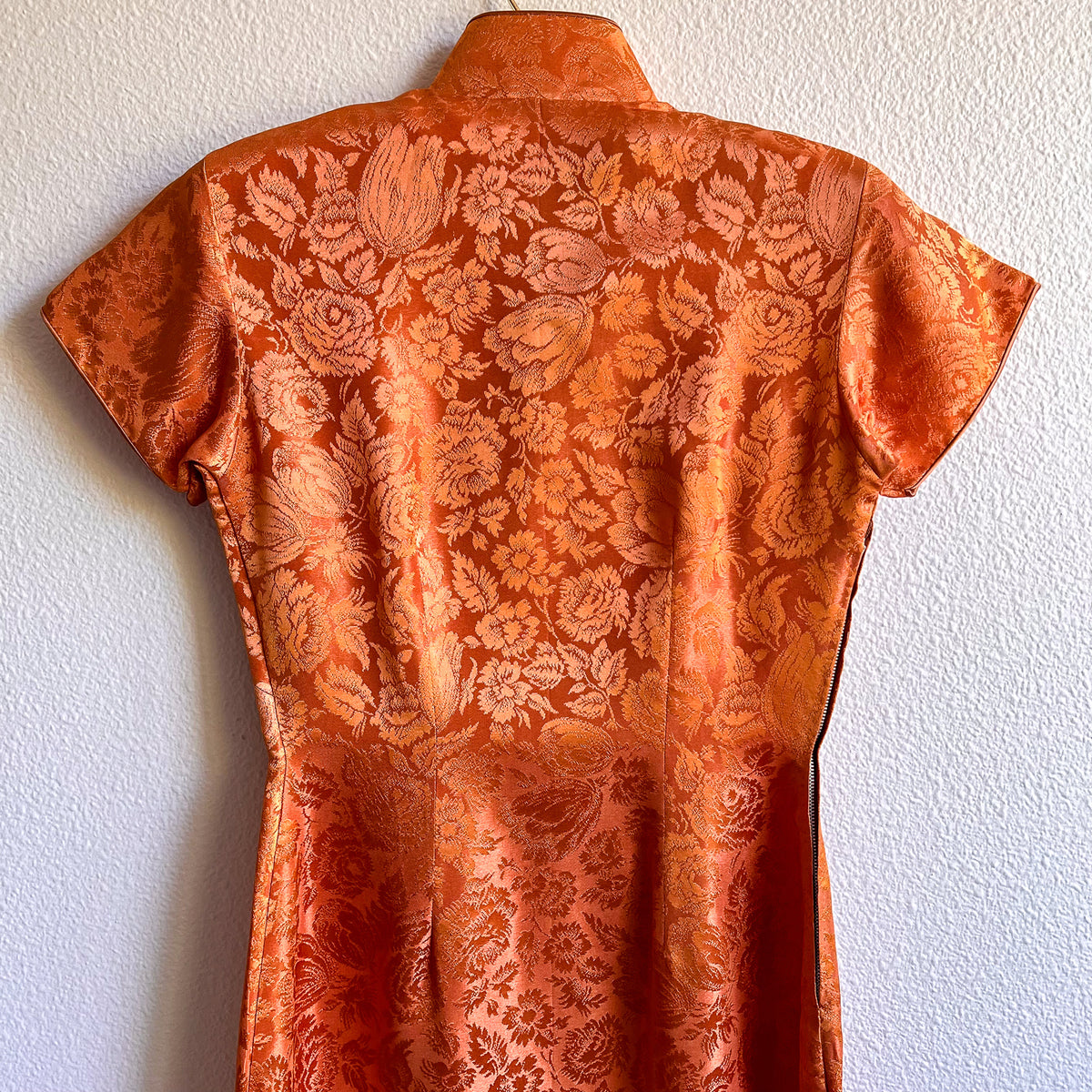 1960s Muted Orange Silk Cheongsam Dress (XS/S)