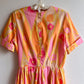 1950s Orange and Pink Sorbet Print Dress (M)