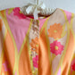 1950s Orange and Pink Sorbet Print Dress (M)