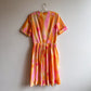 1950s Orange and Pink Sorbet Print Dress (M)
