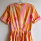 1950s Orange and Pink Sorbet Print Dress (M)