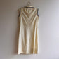 1960s Palest Yellow Buttoned Dress With Blue Trim (S)
