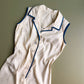 1960s Palest Yellow Buttoned Dress With Blue Trim (S)