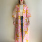 1960s Pink Floral Pattern Lightweight Robe (S/M)