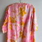 1960s Pink Floral Pattern Lightweight Robe (S/M)