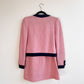 1960s Pink Knit Suit With Navy Trim (S/M)