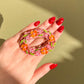 Vibrant 1960s Orange and Pink Floral Brooch