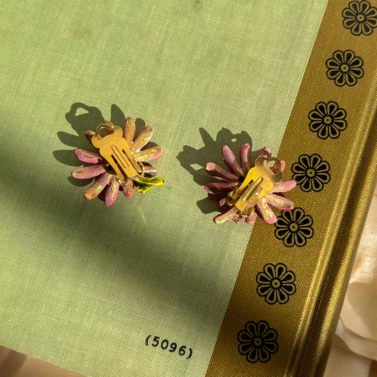 1960s Red Daisy Brooch and Earrings Set