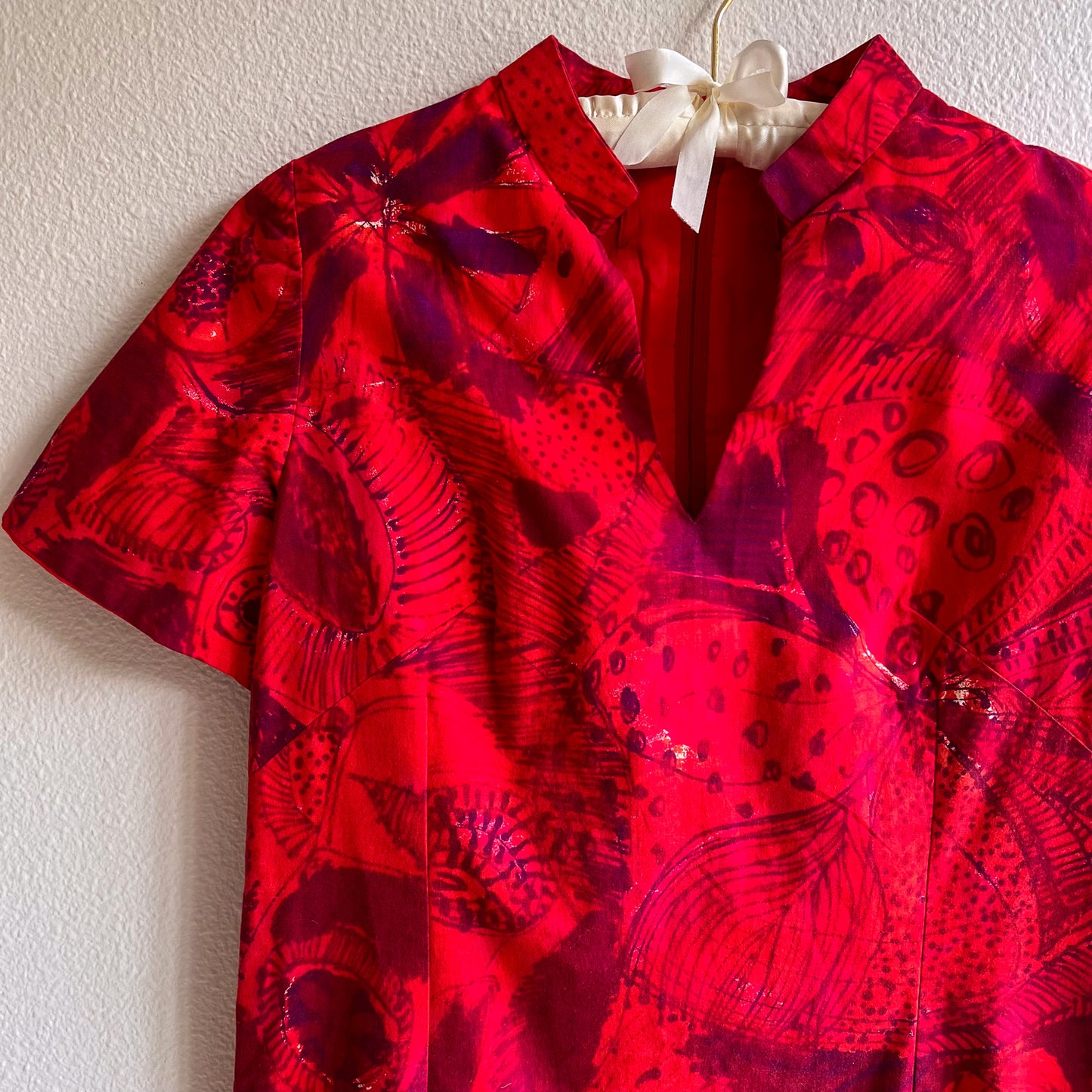1960s Red Tropical Print Hawaiian Dress (S/M)