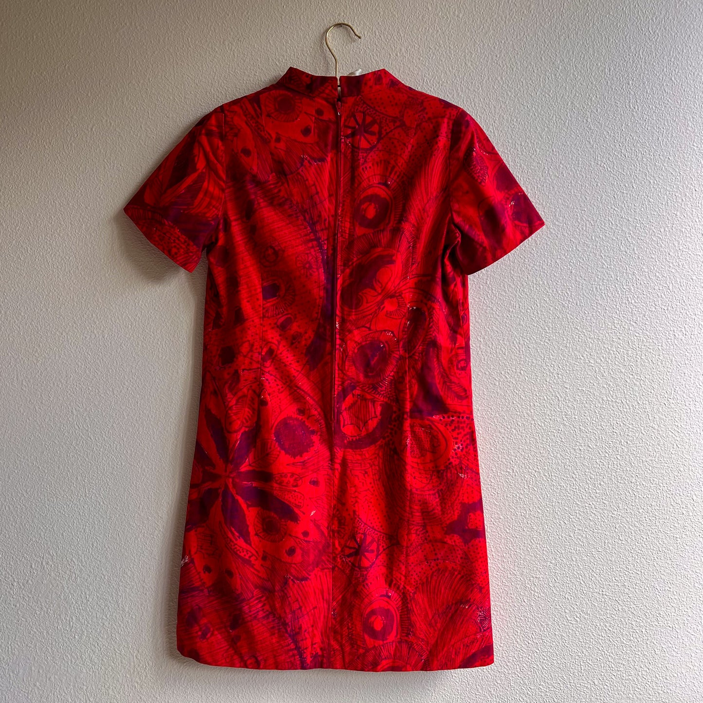 1960s Red Tropical Print Hawaiian Dress (S/M)