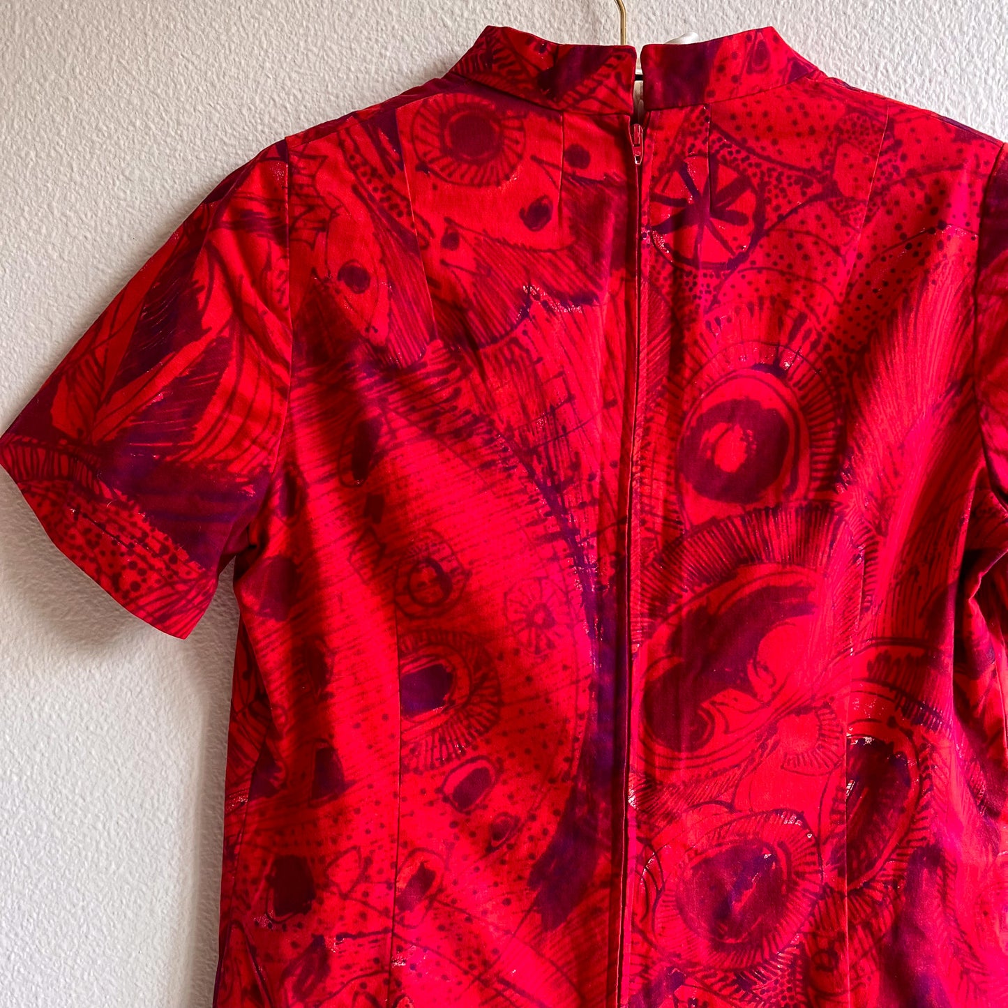 1960s Red Tropical Print Hawaiian Dress (S/M)