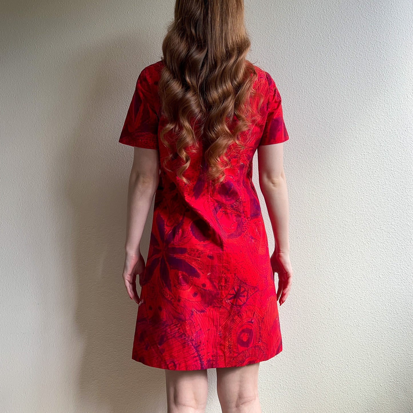 1960s Red Tropical Print Hawaiian Dress (S/M)