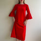 Stunning 1960s Red Velvet Dress With Eyelet Details (M)