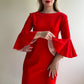 Stunning 1960s Red Velvet Dress With Eyelet Details (M)