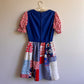 1960s Red, White, and Blue Quilted Pattern Summer Dress (S)