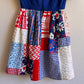 1960s Red, White, and Blue Quilted Pattern Summer Dress (S)