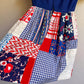 1960s Red, White, and Blue Quilted Pattern Summer Dress (S)