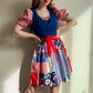 1960s Red, White, and Blue Quilted Pattern Summer Dress (S)