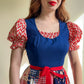 1960s Red, White, and Blue Quilted Pattern Summer Dress (S)