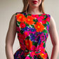 Vibrant 1960s Retro Floral Pint Jumpsuit (M)