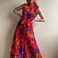 Vibrant 1960s Retro Floral Pint Jumpsuit (M)
