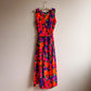 Vibrant 1960s Retro Floral Pint Jumpsuit (M)