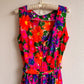 Vibrant 1960s Retro Floral Pint Jumpsuit (M)