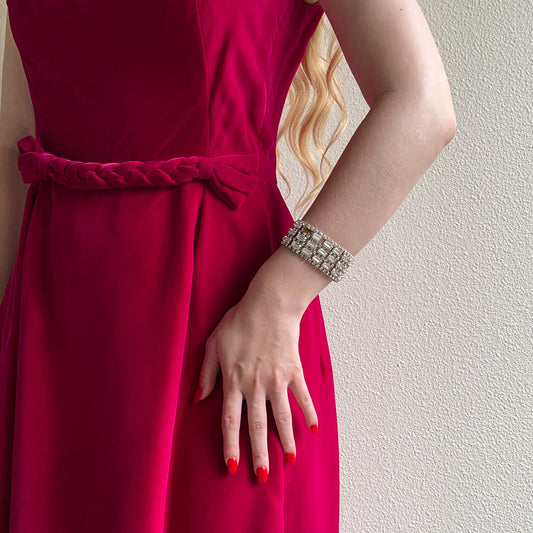 1960s Rhinestone Bracelet In Original Velvet Box