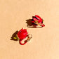 1960s Red Rosebud Clip-On Earrings