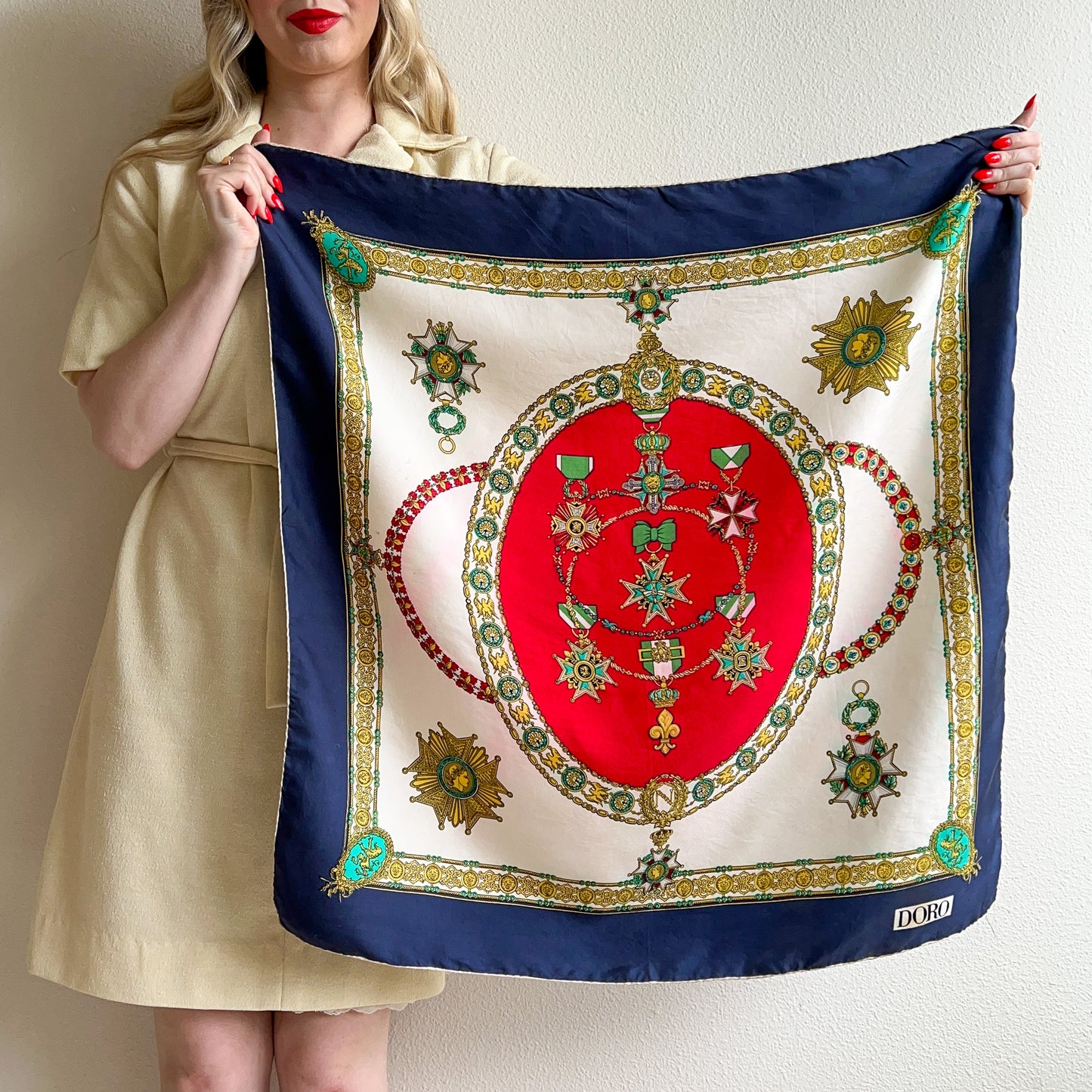 1960s Royal Jewels and Medals Silk Scarf