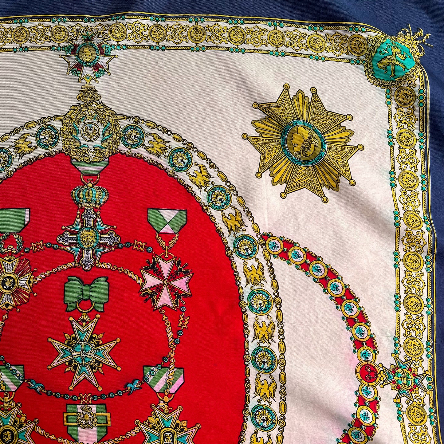 1960s Royal Jewels and Medals Silk Scarf