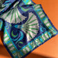 1960s Shades of Blue Printed Silk Scarf