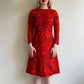 1960s Shades of Red Pattern Dress (XS/S)